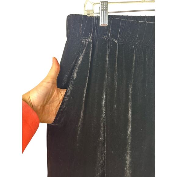 NWT EILEEN FISHER Velvet Straight Leg Pants Black XL Pull-On Side Pockets - Picture 3 of 7